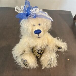 Mohair wool designer Bear with silk paws and diaper